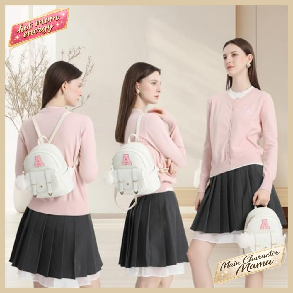 Personalized Letter Mini Backpack PU Leather Adju… - image 2